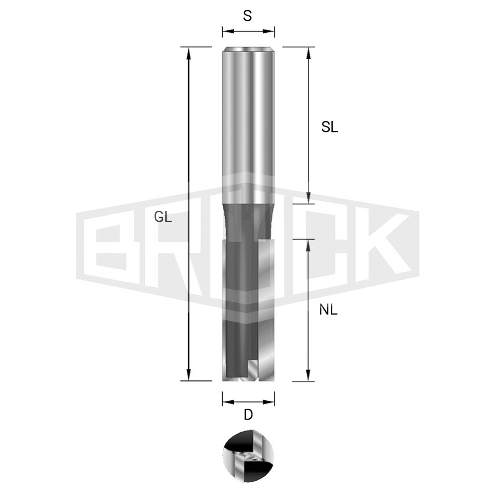 HW-Nutfräser m. GS D=4mm NL=12mm S=12x40mm Z2