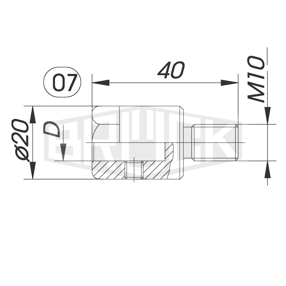 Reduzierfutter f. Dübelbohrer D=10mm AG M10 L