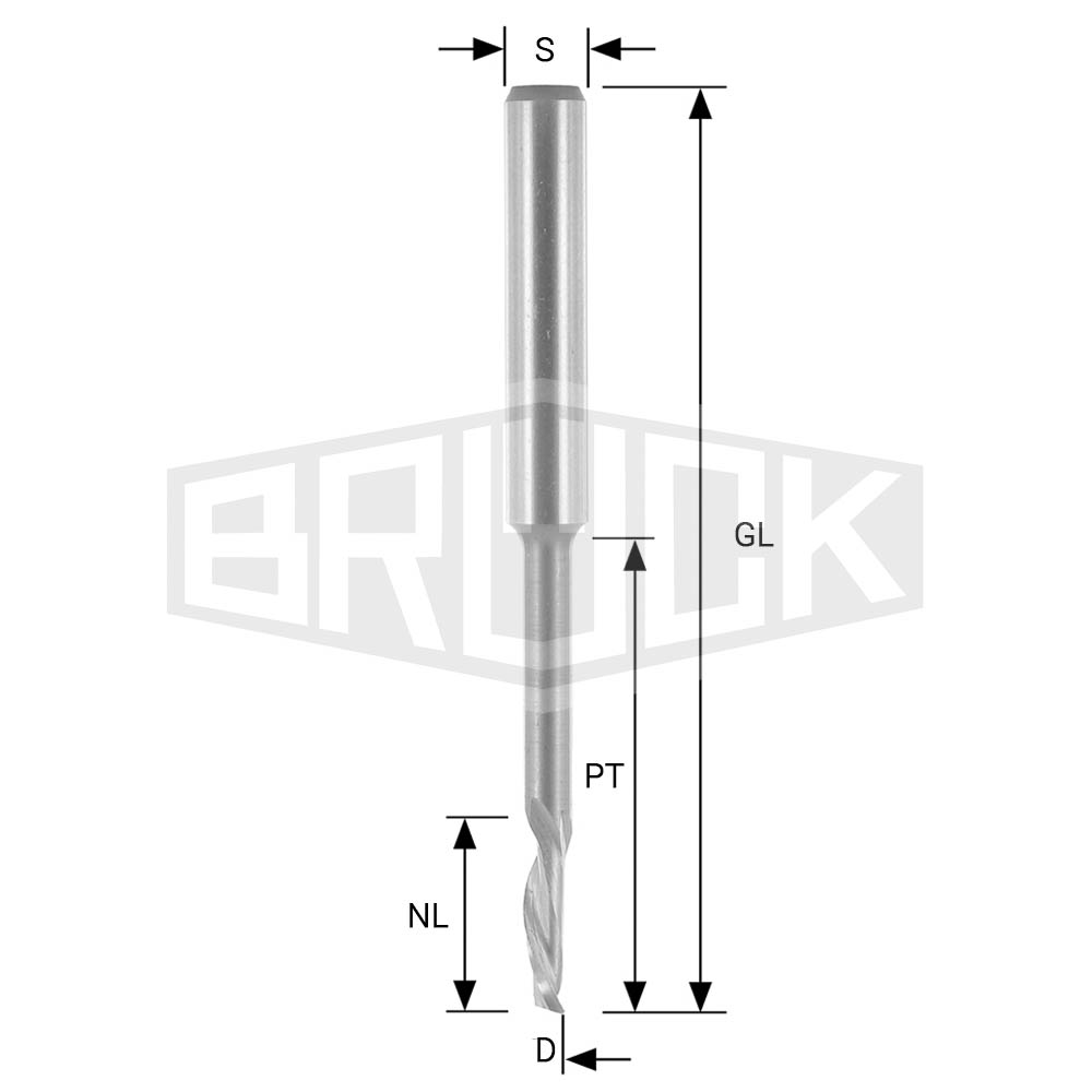 HS-Bohrnutenfräser D=4mm NL=16mm GL=90mm S=8mm
