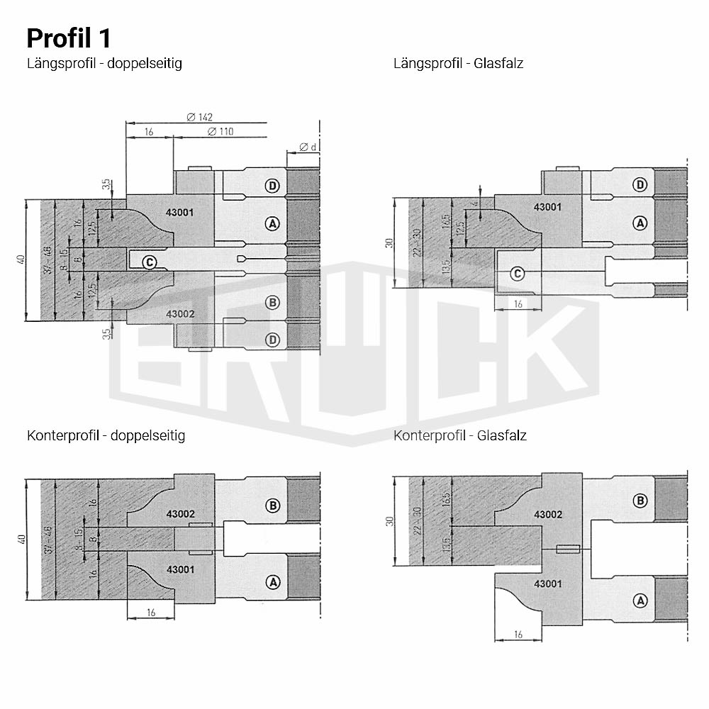WP-Konterprofilfräser Garnitur 3-tlg. Z2