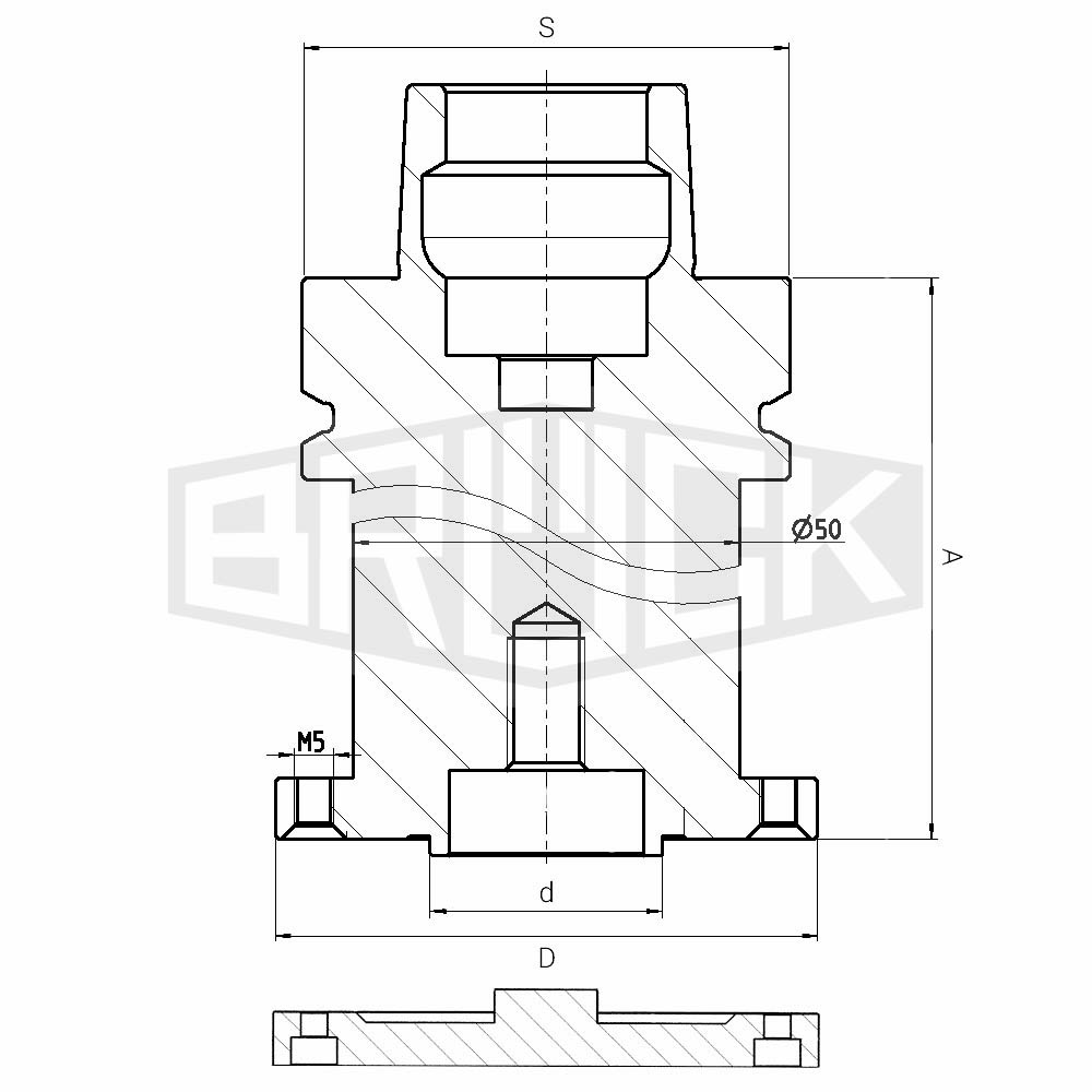 Sägeblattaufnahme HSK 63F A=120mm NL=8 + SD