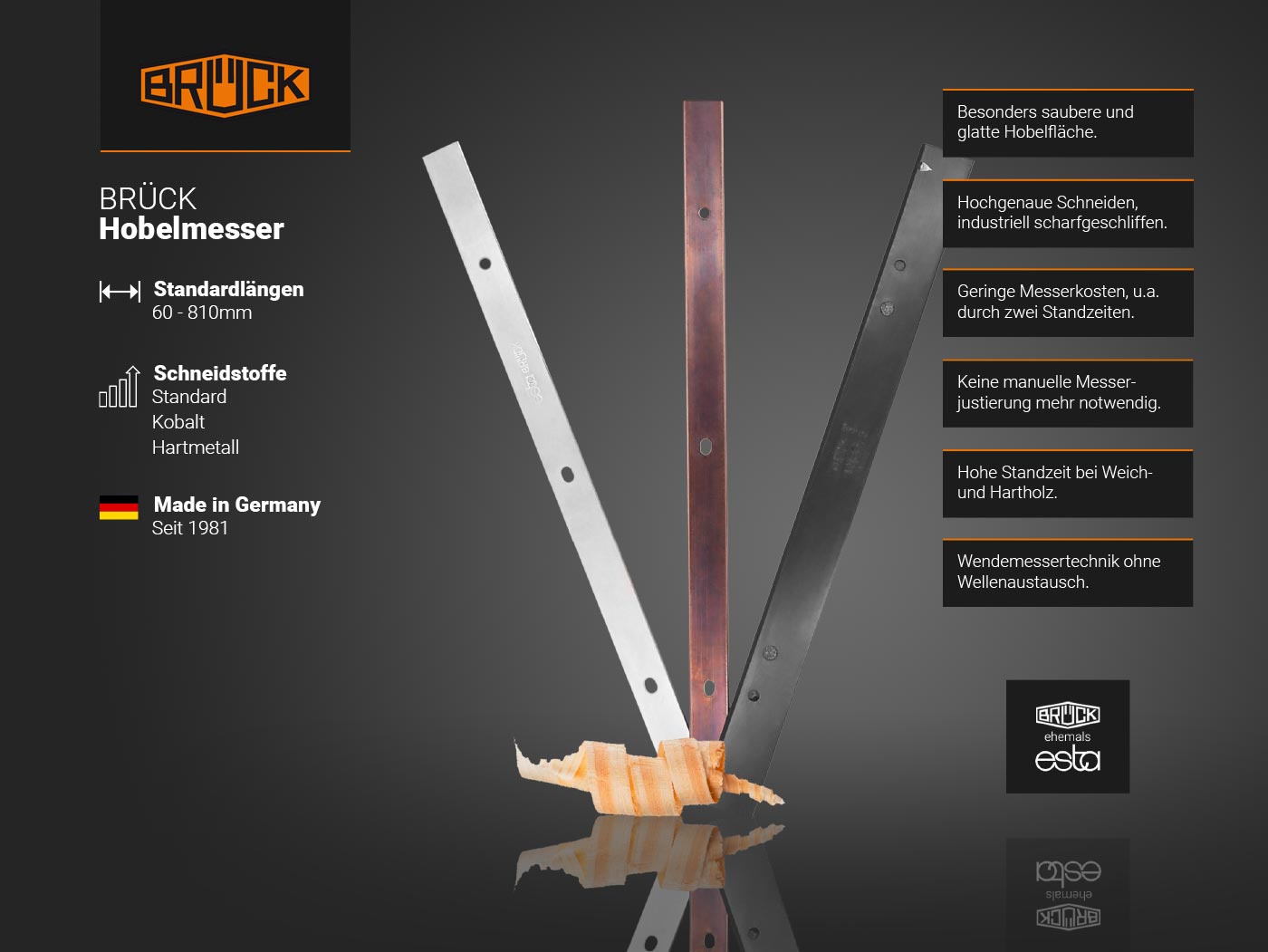 Original BRÜCK Hobelmesser 80 mm - Hartmetall