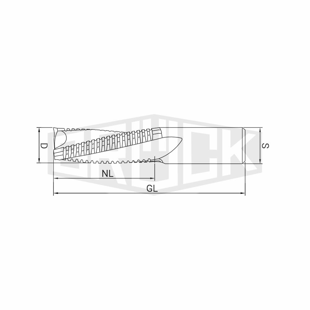 VHW-Schruppfräser D=14mm NL=55mm S=14mm Z2 – RL/LD