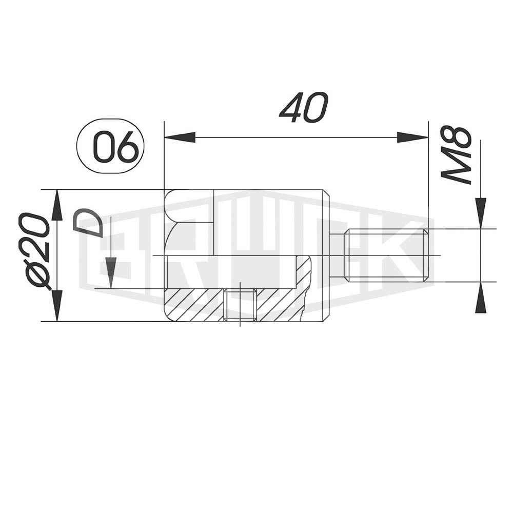Reduzierfutter f. Dübelbohrer D=10mm AG M8 L