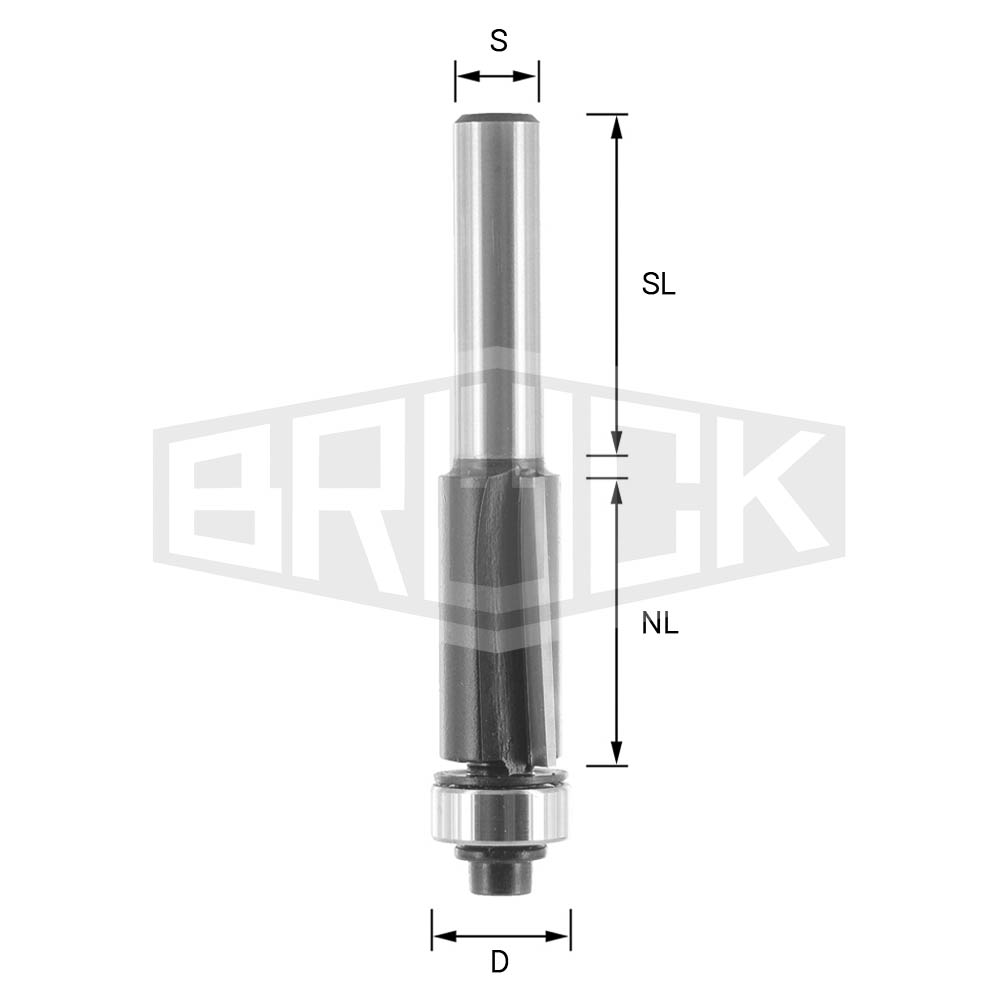 HW-Bündigfräser D=12,7mm NL=25,4mm S=8mm