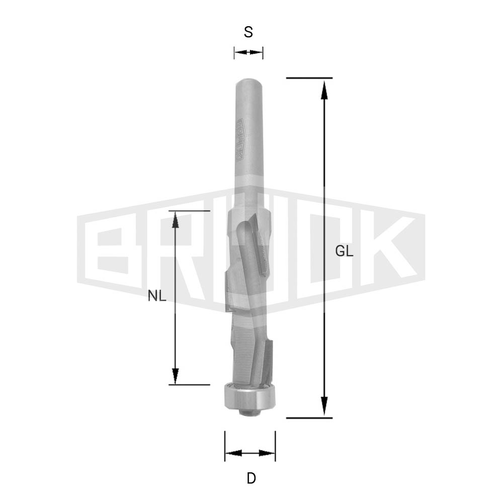 DP-Bündigfräser D=12,7mm NL=35mm GL=91mm
